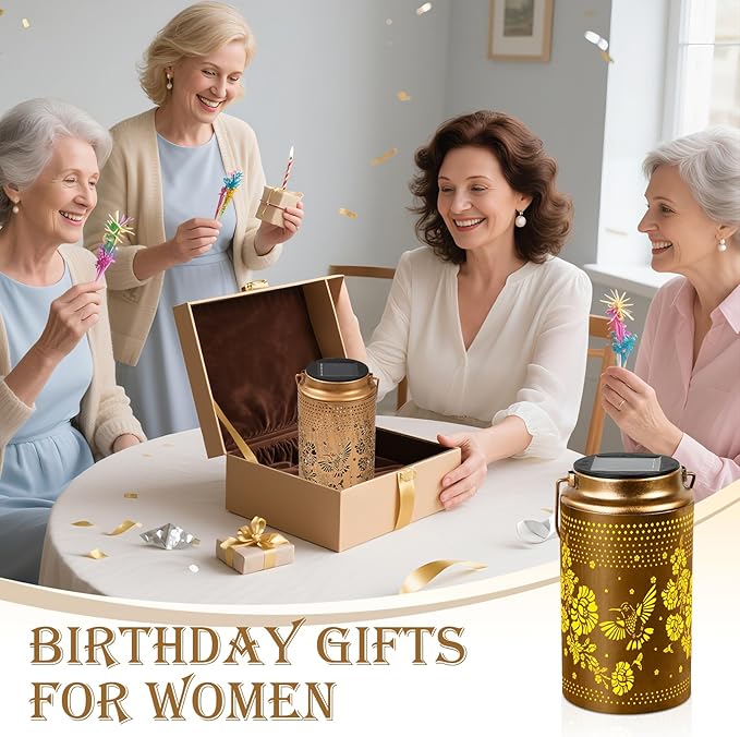 2 Pack Hummingbird Solar Lanterns Outdoor Waterproof, Metal Hanging Lights Decorations for Garden Yard Lawn Patio, Hummingbird Gifts for Women Mom Grandma Sister for Mother'Day Christmas