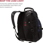 SwissGear 1900 ScanSmart 17” Laptop Backpack Blue/Black – Reflective Tech Backpack with ScanSmart Compartment – Multiple Organizer Pockets & RFID Scan Blocking Technology