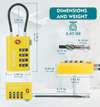 ANVIL 4 Digit Luggage Locks, TSA Locks for Luggage, Advanced TSA008 core, Alert Indicator for Your Travel Lock, Suitcase Lock.(2, Yellow)