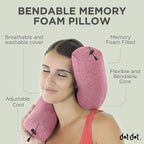 Dot&Dot Twist Memory Foam Travel Pillow for Airplanes - Travel Neck Pillow for Sleeping - Airplane Pillow for Neck Support, Chin, Lumbar and Leg - Adjustable, Bendable Neck Roll Pillow