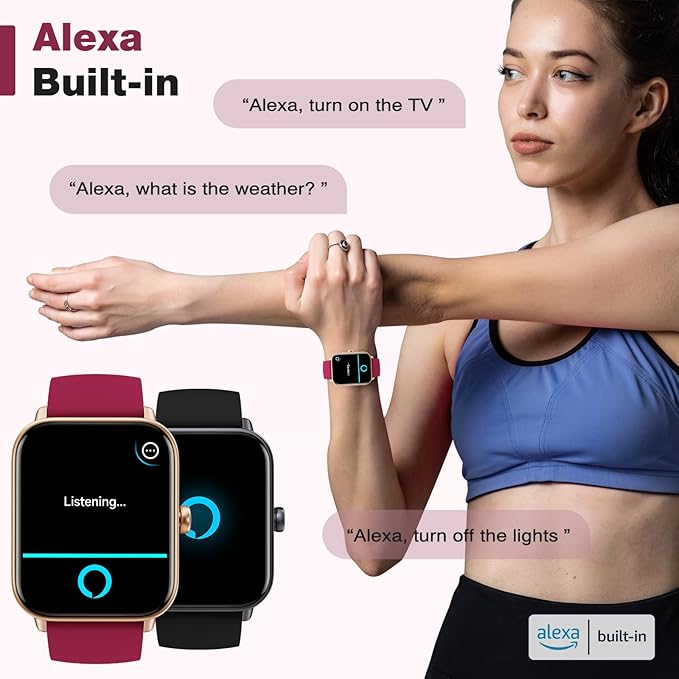 Fitpolo Smart Watch for Women,1.8” Touchscreen, Bluetooth Call, Alexa Built-in,24/7 Heart Rate SpO2 Monitor,Step Counting,Sleep Tracking, IP68 Waterproof Fitness Tracker Watch for Android iPhone