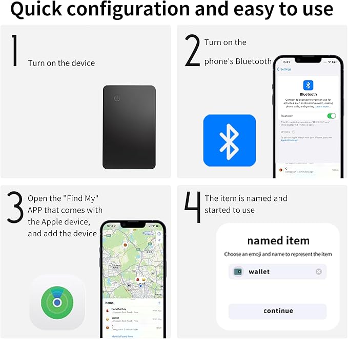 Wallet Finder Item Locator Card for Men - (iOS Only) SEVEN SWAN Bluetooth Tracker iPhone Find My Anti-Loss for Keys, Luggage Tags, Passports
