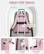 LOVEVOOK Laptop Backpack Purse for Women, Work Travel Computer Bags, College School Backpack for Student Girl, Quilted Casual Daypack with USB Port, Fit 15.6 Inch Laptop, Light Pink