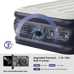 Twin Air Mattress with Built in Pump Raised,18''Inflatable Mattress of Upgraded Vertical Beams,Self Inflatable Blow Up Mattress in 3 Mins,Flocked Top Airbed with Carry Bag for Home,Camping