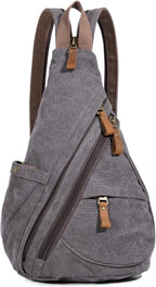 KL928 Canvas Sling Bag - Small Crossbody Backpack Shoulder Casual Daypack Rucksack for Men Women(Large Version)