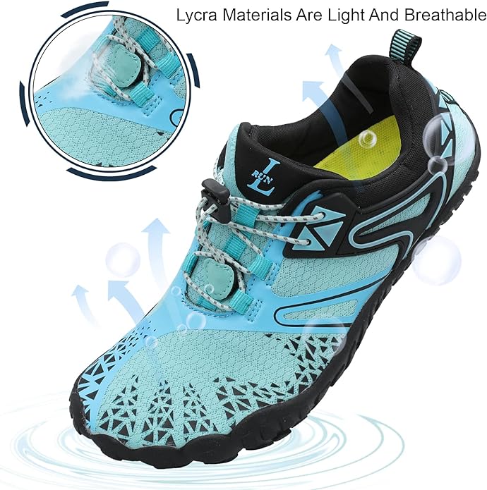 L-RUN Barefoot Water Shoes Women Mens Aqua Sock Athletic Hiking Water Sports Shoes for Swim Beach Pool Sand Diving Walking