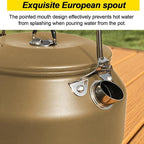 Camping Kettle Outdoor Campfire Camp Kettle, 1L Stainless Steel Camp Tea Coffee Pot, Portable Lightweight Teapot Fast Heating Boiling Water, Ideal for Hiking Picnic Travel, Brown