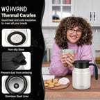 34Oz Thermal Coffee Carafes For Keeping Hot/Cold, Stainless Steel Coffee Carafe, Dustproof Insulated Water Carafe for Party/Home, Cream