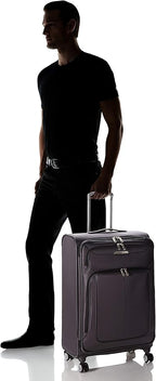 Samsonite Solyte DLX Softside Expandable Luggage with Spinner Wheels, Mineral Grey, Checked-Medium 25-Inch