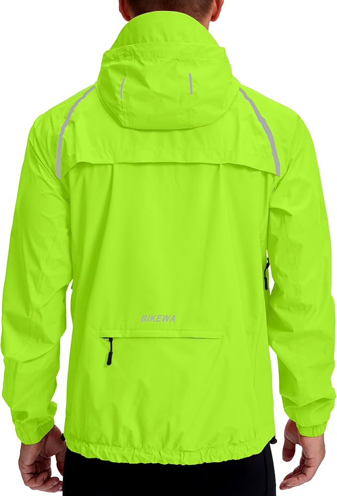 Men's Cycling Rain Jackets Waterproof Running Bike Windbreaker Lightweight Packable Hooded Jacket