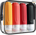 Mrsdry Travel Bottles for Toiletries, Tsa Approved 3oz Travel Size Containers BPA Free Leak Proof Refillable Liquid Silicone Squeezable Travel Accessories for Shampoo Conditioner Lotion (4 Pack)