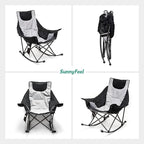 SUNNYFEEL Oversized Heated Camping Chair, Folding Rocking Camping Chairs with Luxury Padded Recliner,Carry Bag, 300 LBS Heavy Duty for Lawn/Outdoor/Picnic/Patio, Portable Rocker Camp Chair