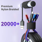 Dual IP 4 in 1 Multi Charging Cable [1Pack 5FT], Nylon 4 in 1 Charging Cable, Multi Chargers for All Devices with IP/IP/Type C/Micro Port, Compatible with Most Cell Phones/Tablets and More