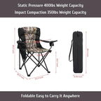Oversized Camping Chair Folding Heavy Duty Quad Outdoor Large Lawn Chairs Portable Support 400 lbs Padded Thicken Oxford with Armrests, Storage Bag, Cup Holder, Carry Bag for Outside(Camo)