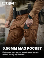 CQR Men's Flex Ripstop Tactical Pants, Water Resistant Stretch Cargo Pants, Lightweight EDC Hiking Work Pants