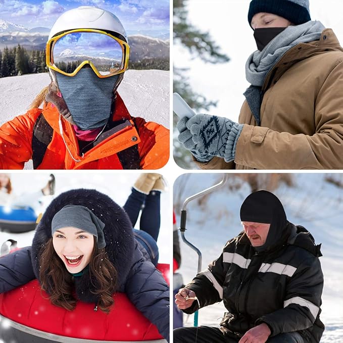 KGC 2 Pack Winter Neck Warmer Gaiter Fleece Windproof Face Mask Cover Cold Weather Scarf for Men & Women