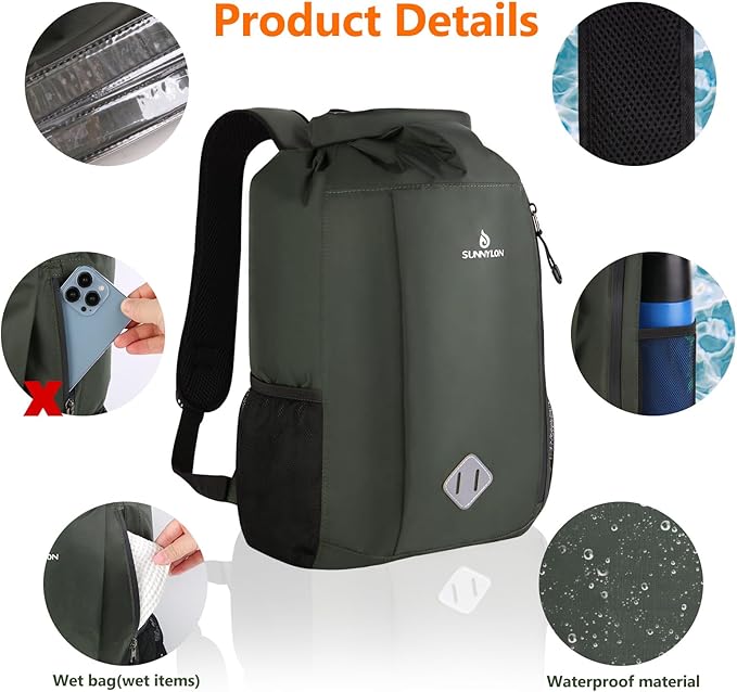 Dry Bag Backpack, 20L Dry Bags Waterproof with Waist Pouch and Phone Case,Roll top Dry bag for kayaking,Marine dry bag for Kayaking,Beach, Rafting, Boating, Hiking, Camping and Fishing