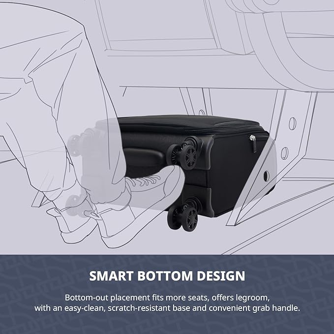 Verage 14-Inch Underseat Carry On Luggage with Spinner Wheels & USB Charging Port, Wheeled Suitcase for Airlines, Lightweight Overnight Bag for Men and Women (14-Inch Compact Underseat Pro)