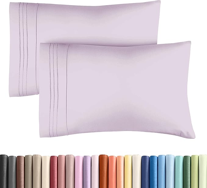 King Pillow Cases Set of 2 - Ultra Soft Hotel Quality Pillowcase Covers - Comfy Cozy Bedding for Women, Men, Kids & Teens - Machine Washable Pillow Protectors - 2 Pieces Set - King Size Light Lavender
