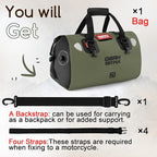 Waterproof Duffel Bag - Motorcycle Dry Bag Tail Bag with Large Storage Space, Waterproof Luggage Duffle Bags with Outer Mesh Zipper Pocket for Camping, Kayaking, Fishing & Traveling