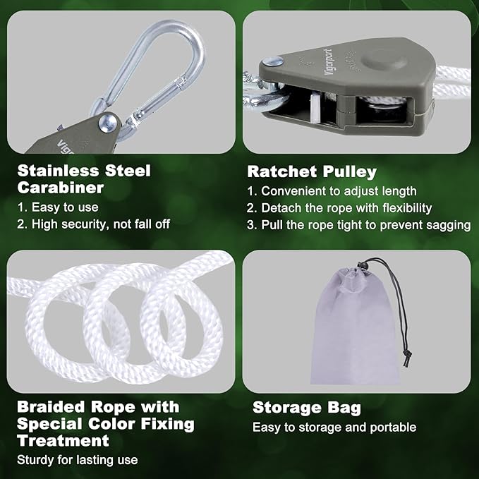 Vigorport Retractable Travel Clothesline, Portable Clothes Line Heavy Duty Rope Pully System with Carabiner for Outdoor Camping, Cruise Ships, Indoor Backyard, Balcony (White, 28Ft)