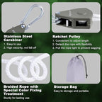 Vigorport Retractable Travel Clothesline, Portable Clothes Line Heavy Duty Rope Pully System with Carabiner for Outdoor Camping, Cruise Ships, Indoor Backyard, Balcony (White, 38Ft)