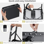 2ft Folding Camping Table with Storage Net, 3 Adjustable Height Max 29.5" Aluminum Small Folding Table, Portable Handle, Lightweight, for Travel Outdoor Beach Picnic Camp, 23.2" x 16", Black