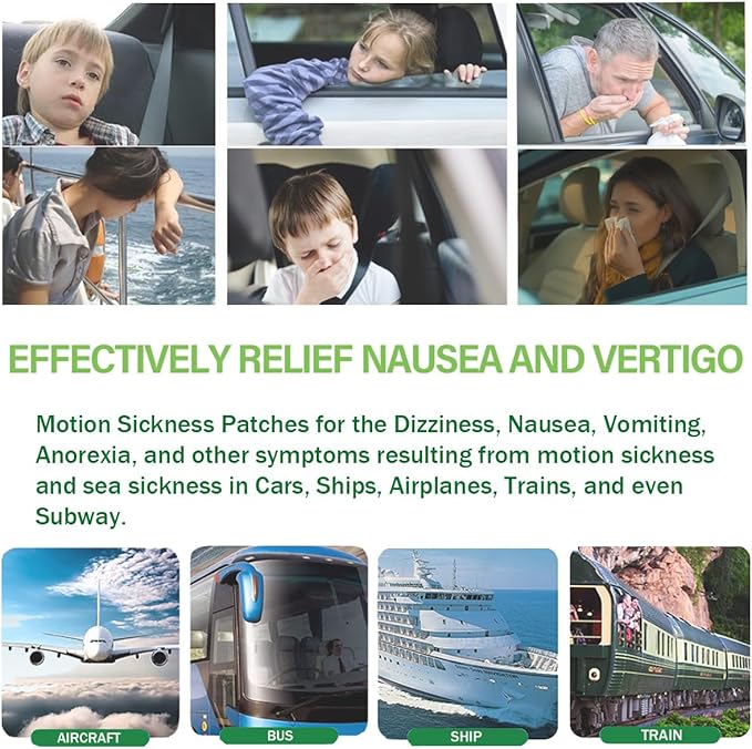(2026 New) Motion Sickness Patches Non-Drowsy, 100% Natural Motion Sickness Patch(Efficient– Lasts 72 Hours)-for Car Airplane Ship Altitude Sickness(Travel Essentials)-for Adults and Kids(24 Count)