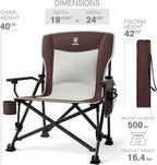 EVER ADVANCED Oversized Folding Camping Chair, for Adults Heavy Duty Lawn Chair with Side Pockets, Portable Collapsible Quad Chair for Outside, Support Up to 500lbs, Red