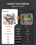KingCamp Hammock Camping Chair, Swinging Portable Folding Camp Chairs for Adults Max 440lbs Heavy Duty Foldable Oversized Rocker with Aluminum Alloy Frame Cup Holder for Outdoor Beach Patio Sport
