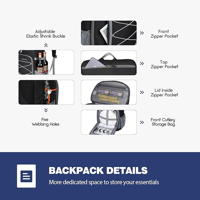 Maelstrom Cooler Backpack - 35/50 Can Insulated Soft Cooler Lunch Bag for Camping, Beach, Hiking & Shopping