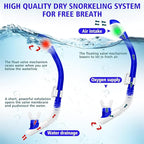 Snorkeling Set for Kids, Full Dry Snorkeling Mask Set for Adults, Anti-Fog Protection, Unisex,HD Panoramic View, Snorkeling Gear for Kids 4-14 Age