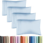 Pillowcases - Ultra Soft Hotel Quality Pillowcase Covers - Comfy, Cozy & Wrinkle Free - Shrinkage and Fade Resistant - Machine Washable Pillow Protectors - (King, Sky Blue, 4 Piece Set)