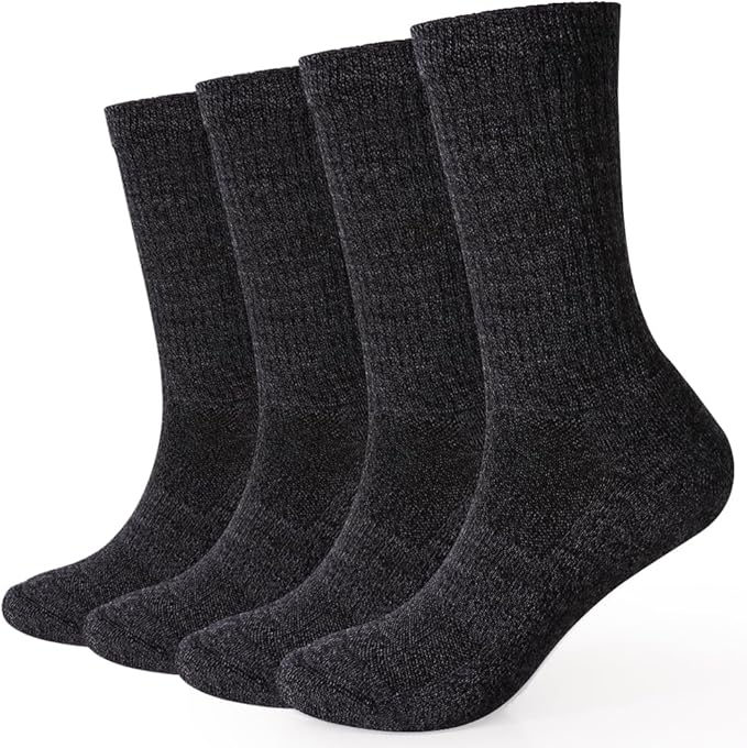 EnerWear 4 Pack Women's Merino Wool Outdoor Hiking Trail Crew Sock
