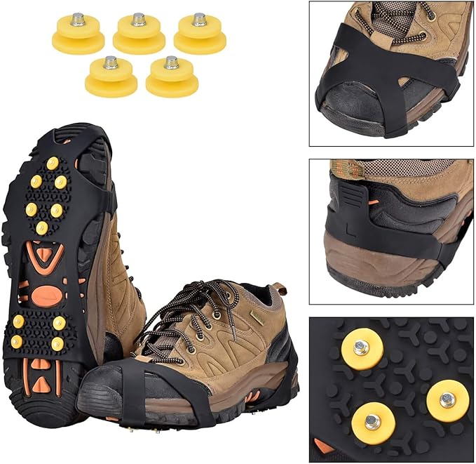 Aliglow Ice Snow Grips Over Shoe/Boot Traction Cleat Spikes Anti Slip Footwear