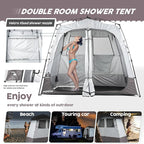 Camping Shower Tent Deluxe Changing Room Easy Set Up Privacy Shelter,Large Toilet Tent with Floor Drain Design for Beach, Camping,Hiking with Stakes and Ropes for Stability