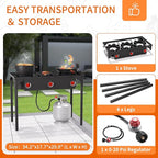 High Pressure Propane Burner, 3 Burner Camping Stove with Detachable Legs, 225,000 BTU Propane Gas Stove Burner with 0-20 PSI Regulator for Camping, Tailgating, Backyard, Outdoor Cooking