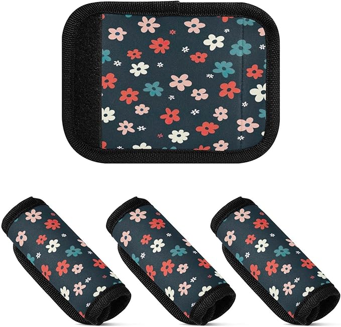 Qilmy Fresh Style Floral Fragments Luggage Handle Wrap 4Pack Luggage Identifiers Tag Comfort Handle Grips Cover for Stroller Suitcase Bag Airplane Travel Accessories1578