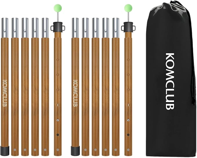 KOMCLUB Tent Poles Adjustable Lightweight Camping Tarp Poles 82.68" Aluminum Alloy Telescoping Solar sail Poles for Awning Canopy Tent Tarp Hiking Light Weight and Easy to Carry (Wood Grain Color)