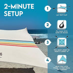 Neso Gigante - Portable Beach Tent - Ideal to Enjoy with Family and Friends - UPF 50+, Water-Resistant, and Lightweight - Rainbow, 11' x 11'