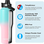 Insulate Stainless Steel Vacuum 32oz Double Walled Metal Hiking Water Bottle with Straw Lid, Wide Mouth Leak Proof for Kids, School
