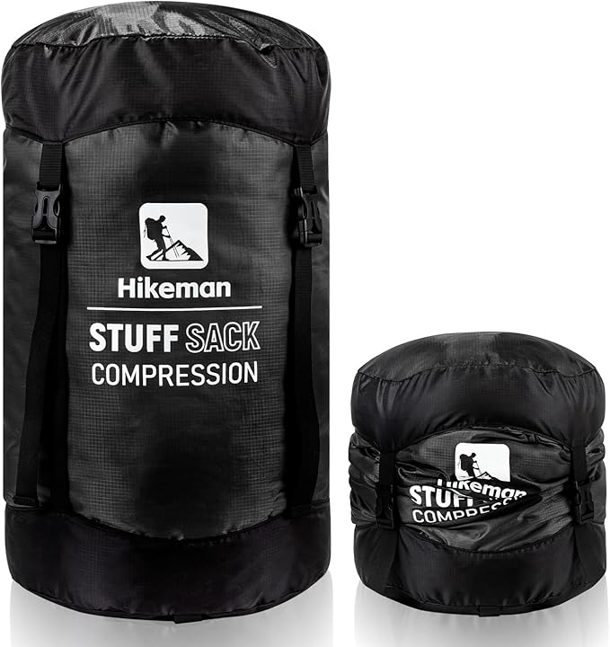 HIKEMAN Compression Sack, 50% More Storage! 12L/19L/32L/46L/53L Compression Stuff Sack, Water-Resistant & Ultralight Sleeping Bag Stuff Sack - Space Saving Gear for Camping, Hiking