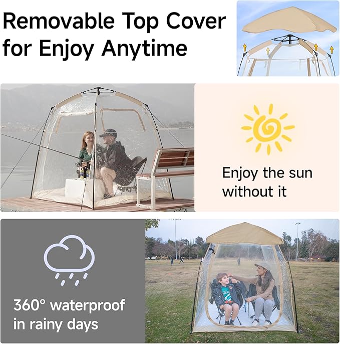 All Weather Proof Pod Sports Pod,540°View Weather Tent,1-4 Person Instant Tent with Sealed Floor,Outdoor Screen House with Carrying Bag,Screen Room for Sport Event,Camping,Fishing