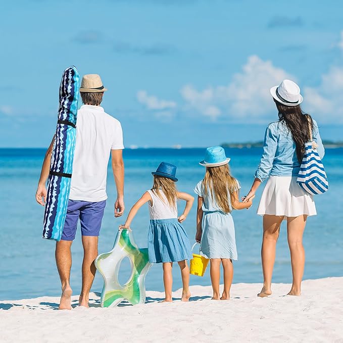 Beach Cabana, 6.2'×6.2' Beach Canopy with Side Wall, UPF 50+ UV Protection Easy Setup Tent Sun Shelter with Sand Pockets for Whole Family (Green Stripes)