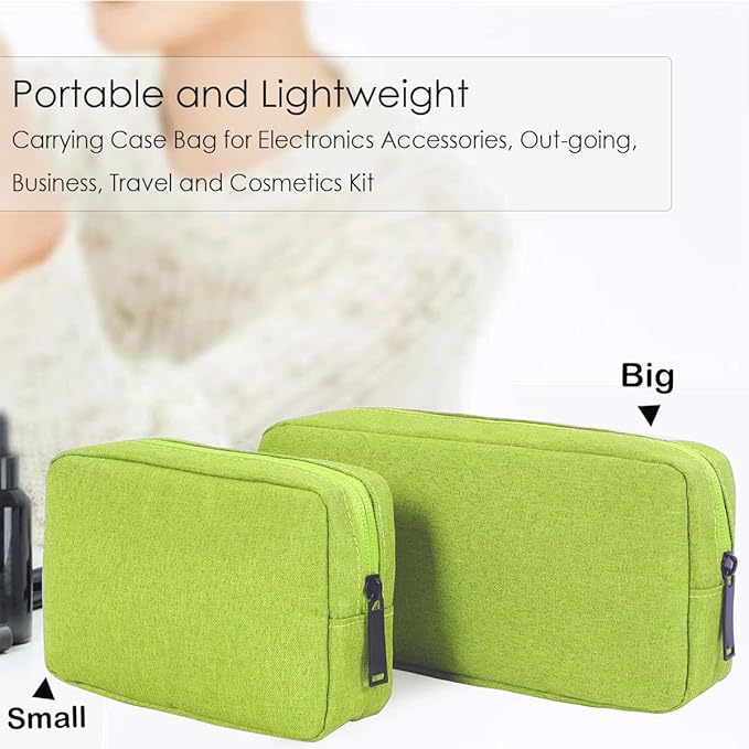 CAAORDKSO Electronics Organizer Case, Cable Organizer Bag Waterproof Electronic Accessories Case Travel Electronic Carrying Bag for Cable, Cord, Charger, Phone, Power Bank, Earphone (Big-Green)