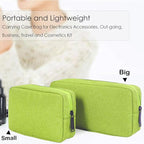 CAAORDKSO Electronics Organizer Case, Cable Organizer Bag Waterproof Electronic Accessories Case Travel Electronic Carrying Bag for Cable, Cord, Charger, Phone, Power Bank, Earphone (Big-Green)