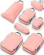 Large Compression Packing Cubes for Travel-Packing Cube Luggage Organizers 7 Piece Set for Checked Luggage-Ultralight, Expandable/Compression Bags by TRIPPED Travel Gear (Dusty Rose)