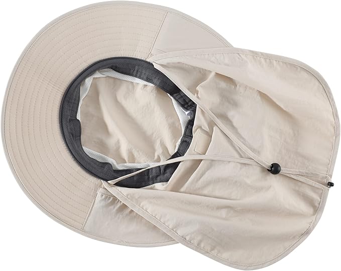 Home Prefer Outdoor UPF50+ Mesh Sun Hat Wide Brim Fishing Hat with Neck Flap Sun Hat for Men Women