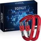 12kN Locking Carabiner Clips, Small Aluminium Carabiners Keychain, Heavy Duty Caribeaners for Camping, Hiking, Hammocks, Swings, Dog Leash, 2 Pcs