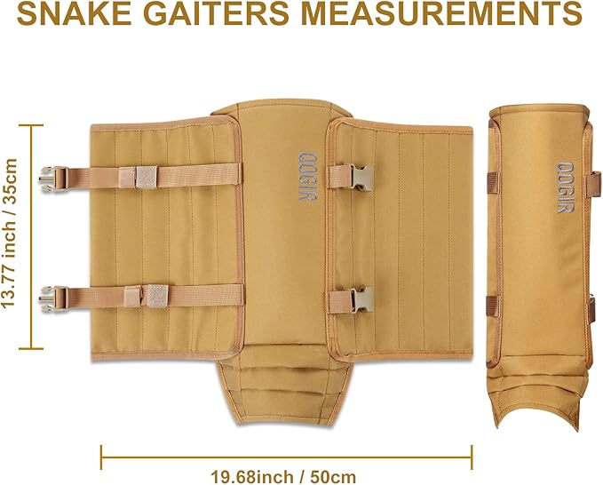 QOGIR Snake Gaiters for Hunting: Durable Snake Guards, Snake Gaiter Leggings for Men & Women, Snake Bite Protection for Lower Legs, Snake Proof Gaiters with Adjustable Size